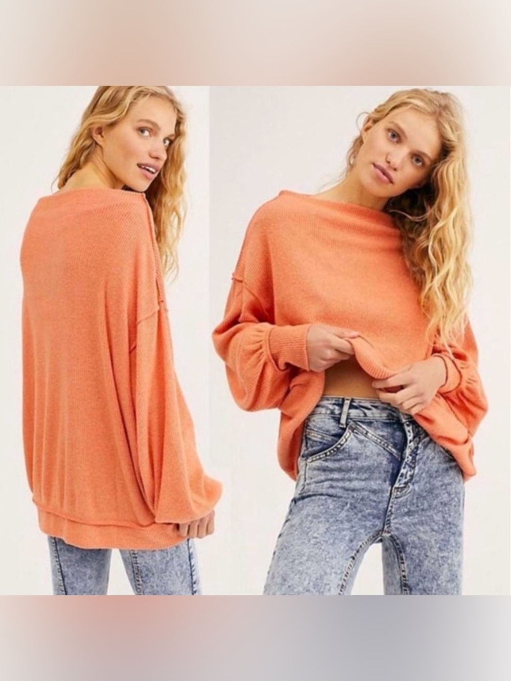 We The Free Orange Hacci Cayenne Sweater